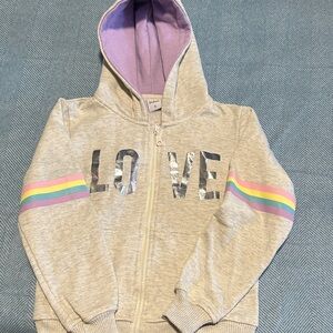 Kids Gray Hoodie with Rainbow Stripes